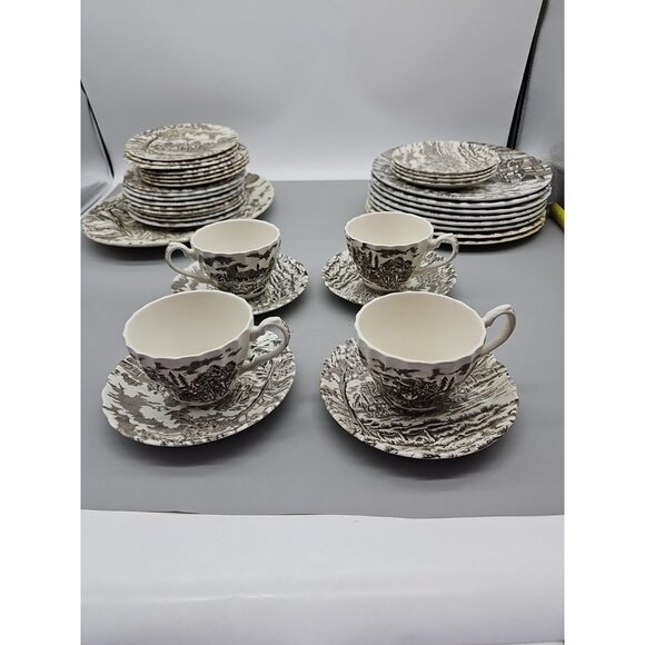 Vintage Royal Mail Staffordshire Ironstone Tea Cup & Saucer Set Of 4 England - Picture 1 of 11